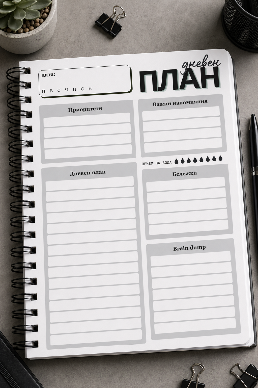 Недатиран дневен планер "Undated Daily Planner" 180л.